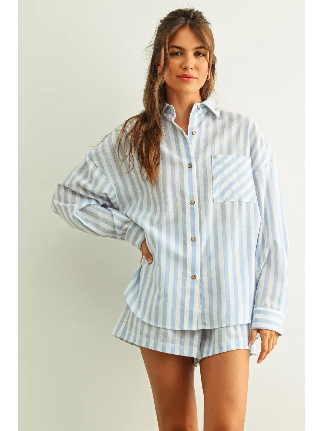 Striped Button Down Linen Shirts