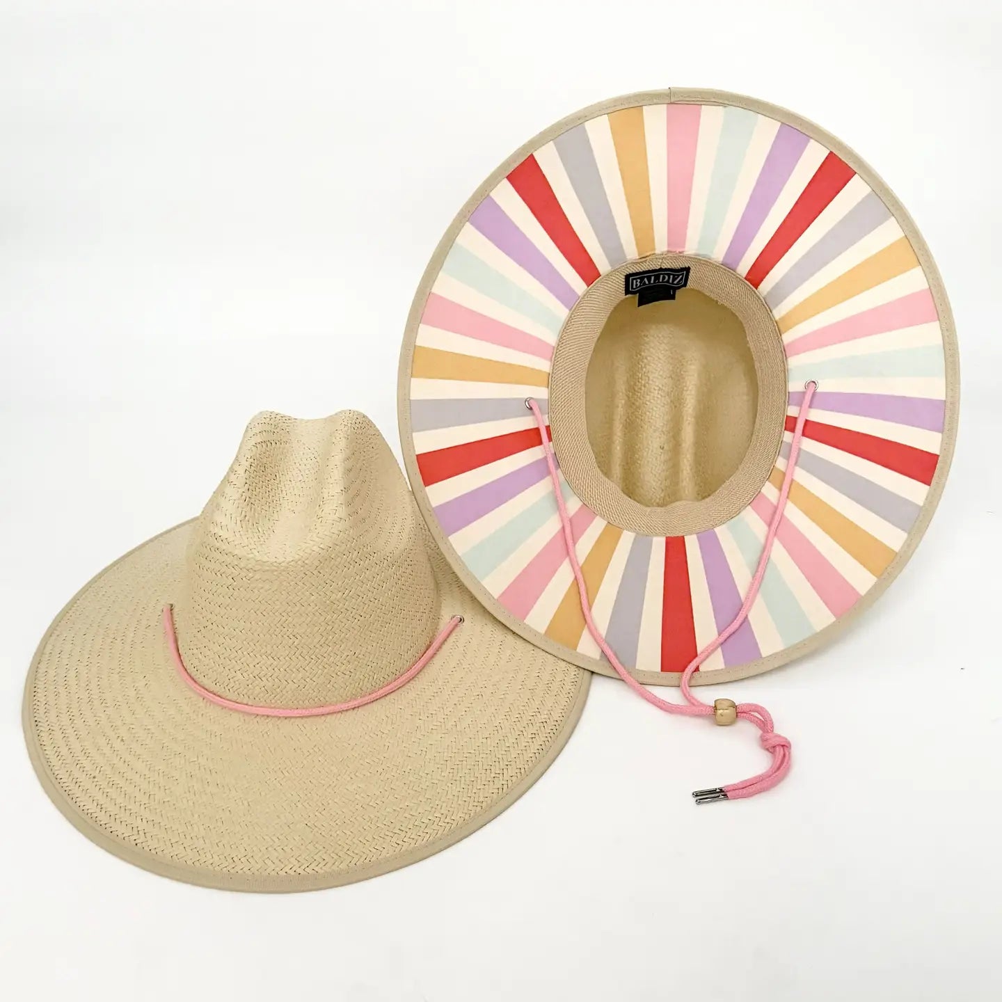 Wide Brim Women's Sun Hat with Striped Underbrim
