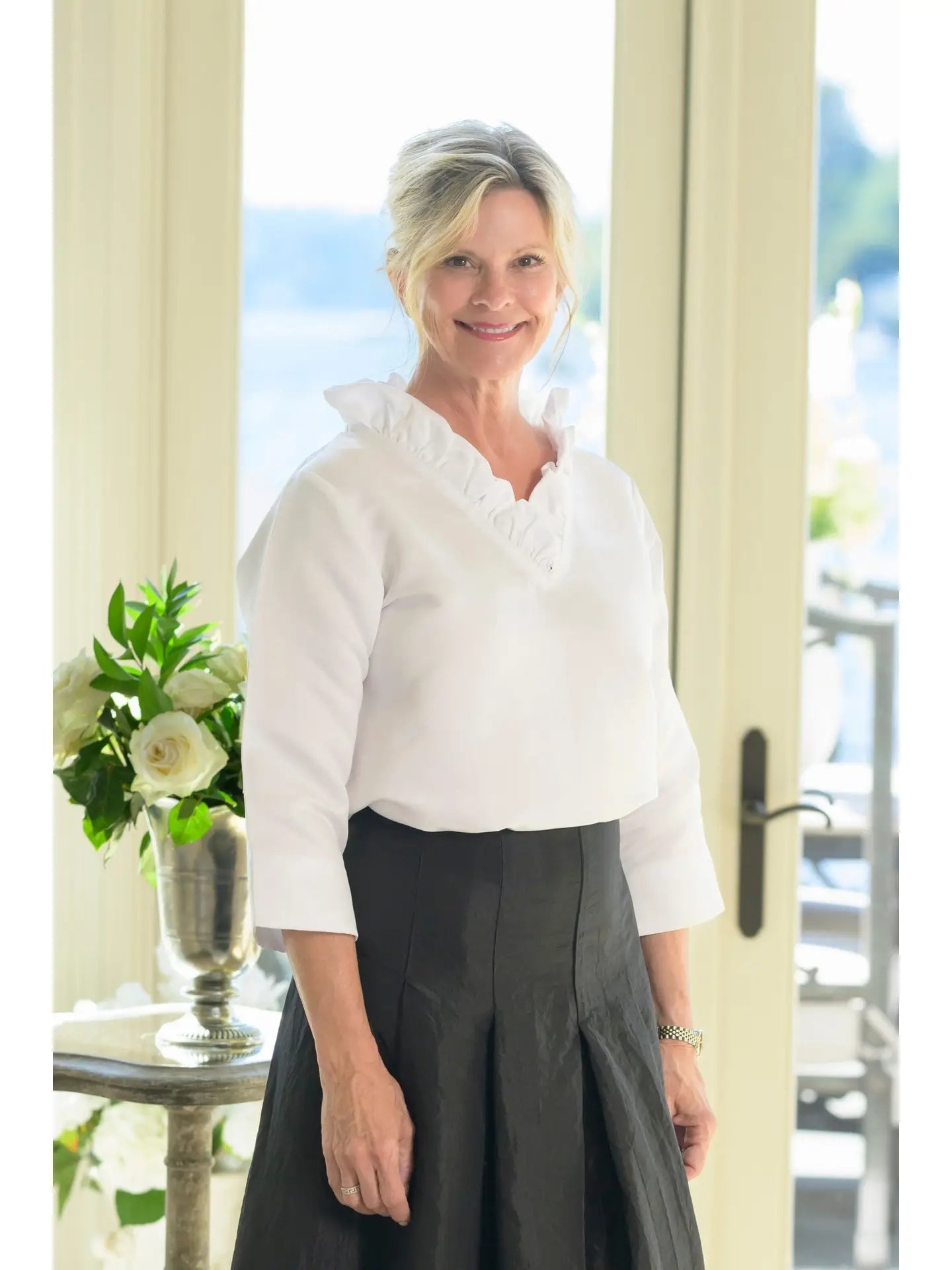 Darcy Snow White Taffeta Top