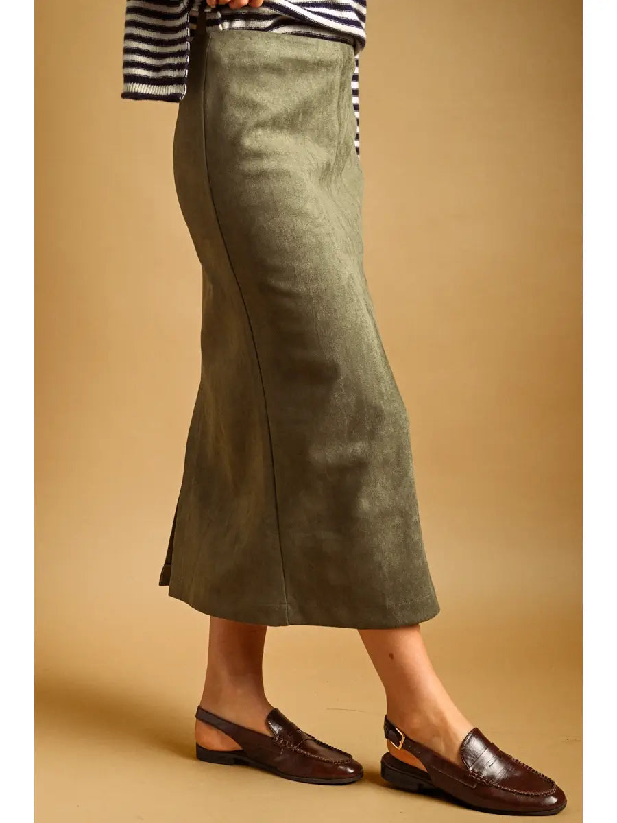 Suede Straight Skirt