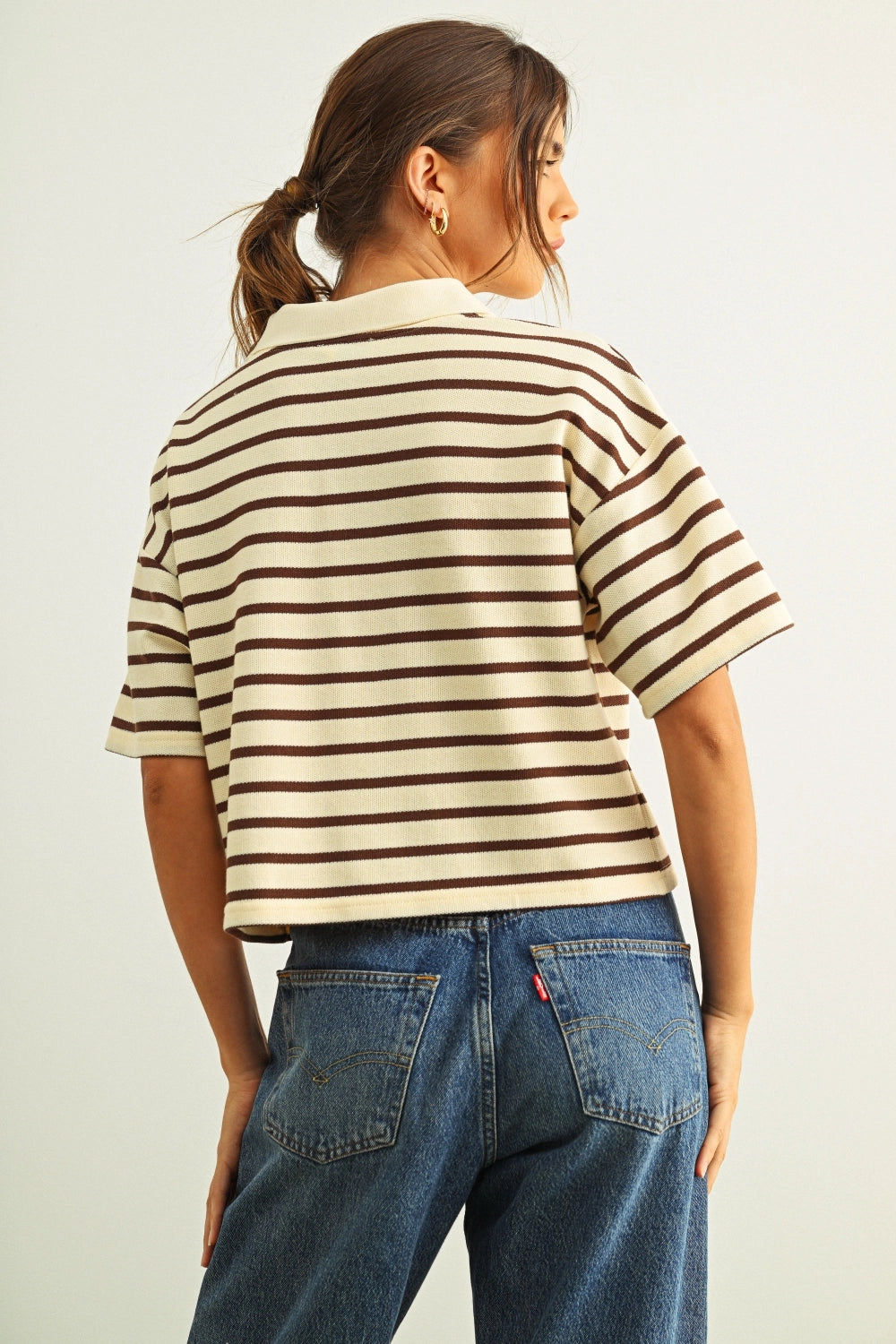 Stripe Pattern Short Sleeve Polo Shirts