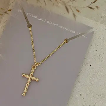 Cross Charm 14K Filled Balloon Necklace