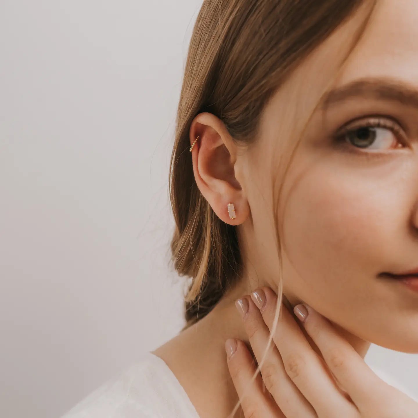 Druzy Bar Gold Earrings