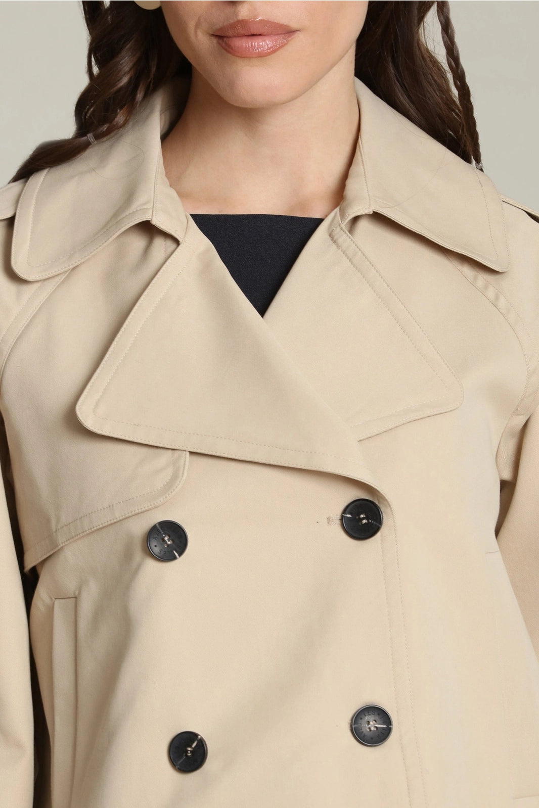 Cotton Blend Cropped Trench Coat