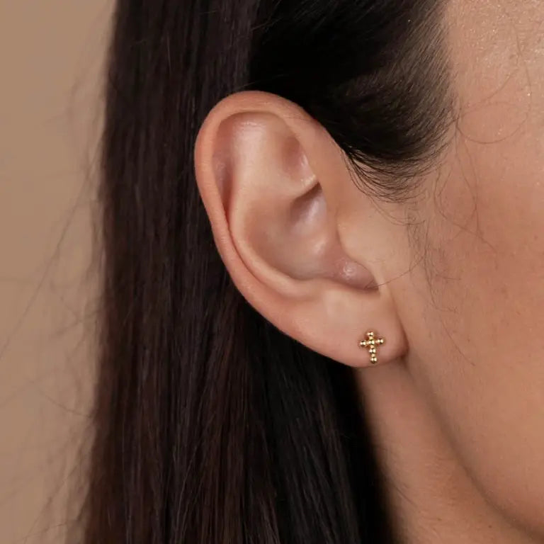 Stud - Cross - Gold Earrings