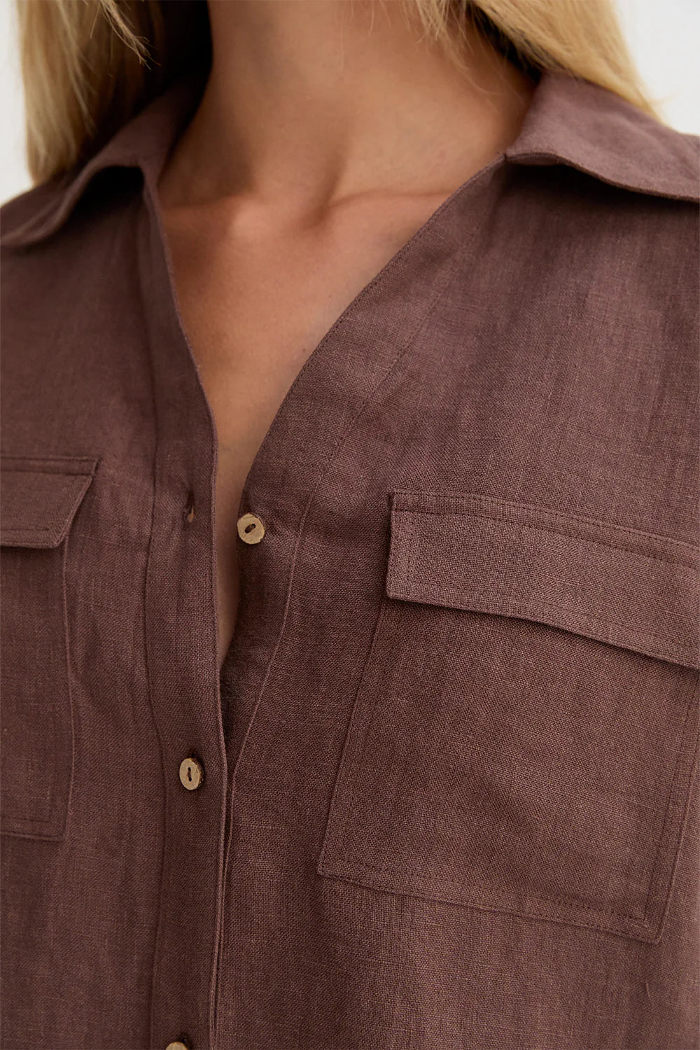 Mali Button Down Short Sleeve Linen Top