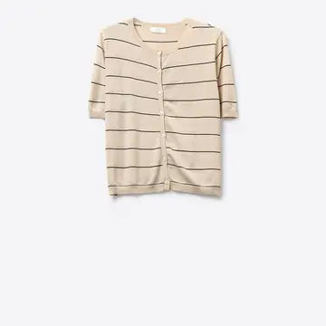 Striped Button-Up Short Sleeve Cardigan