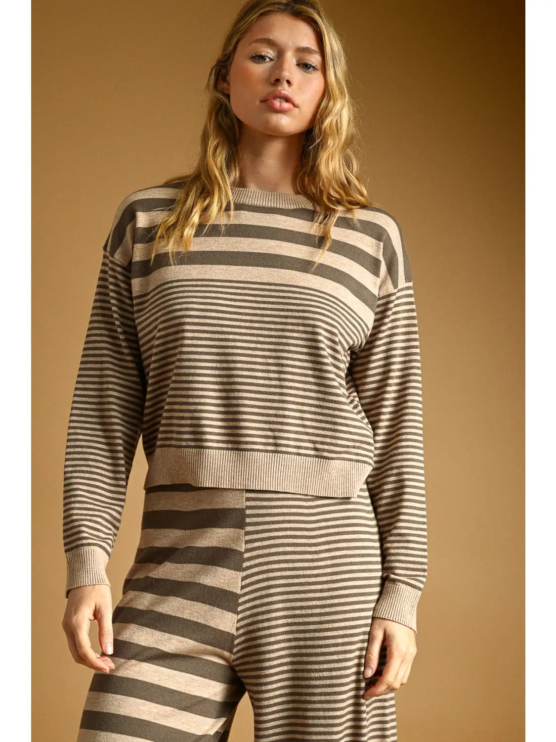 Multi Stripe Pattern Lounge Knit Top