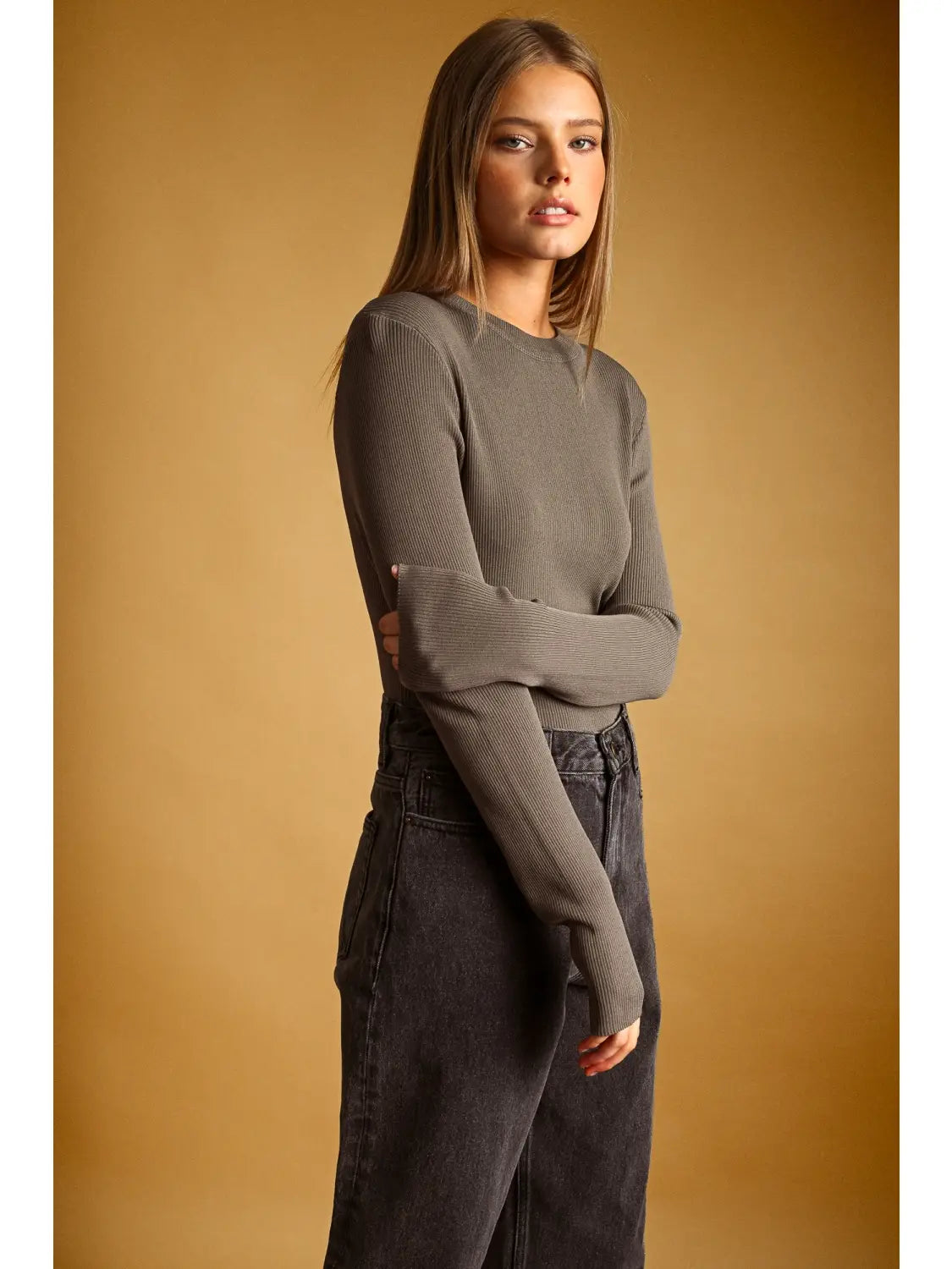 Ribbed Long Sleeve Basic Top