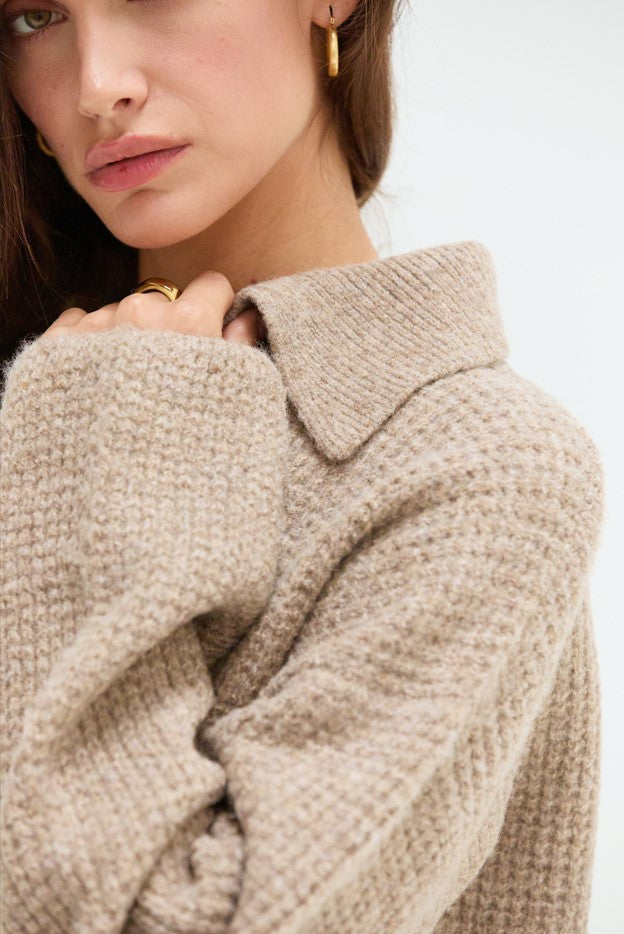 Carter Waffle Polo Sweater Knit Top