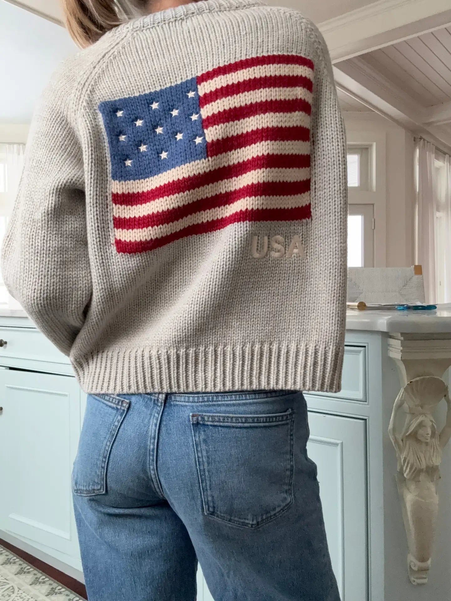 Flag Crop Varsity Cardigan