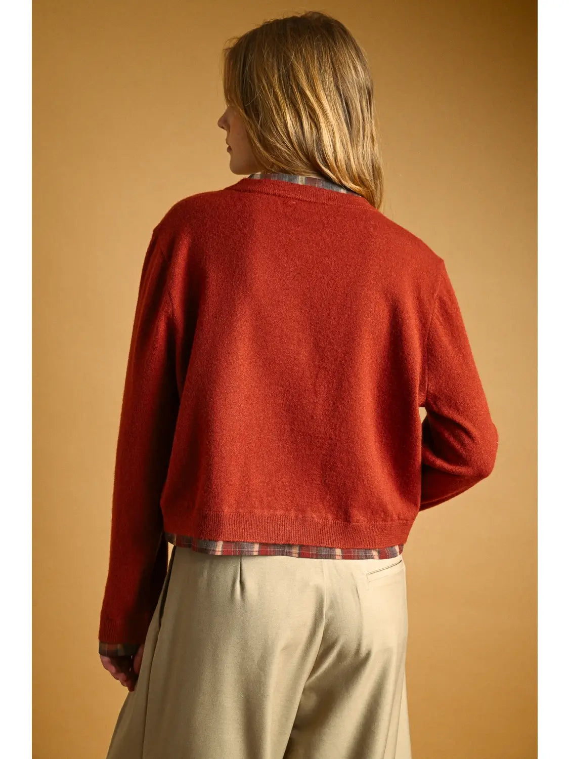 Plaid Contrasted Button Front Cardigan