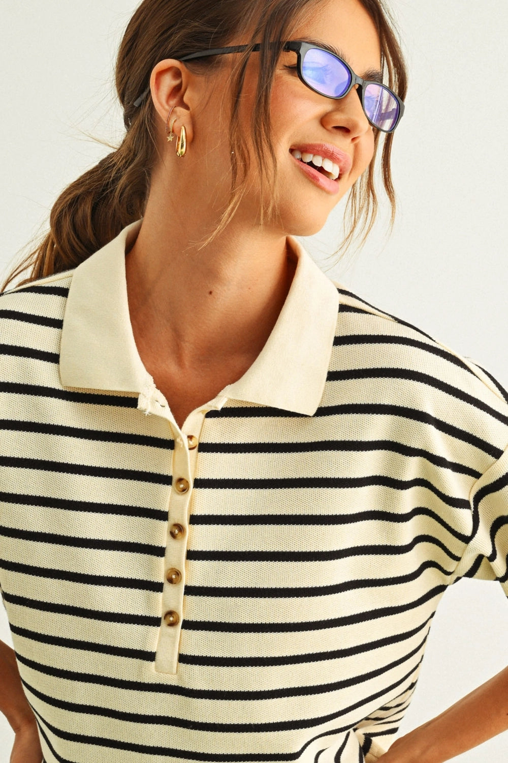 Stripe Pattern Short Sleeve Polo Shirts