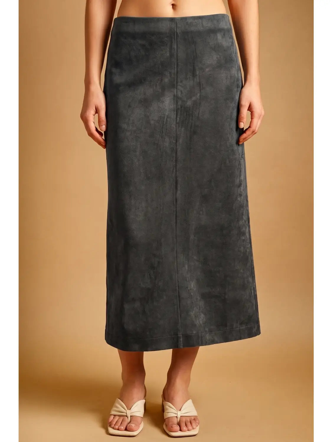 Suede Straight Skirt