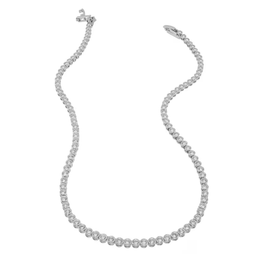 18K Gold Round Brilliant Tennis Necklace
