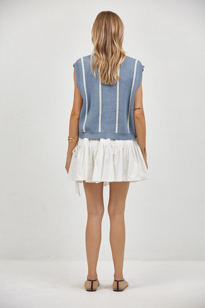 Striped Crew Neck Sleeveless Vest Top