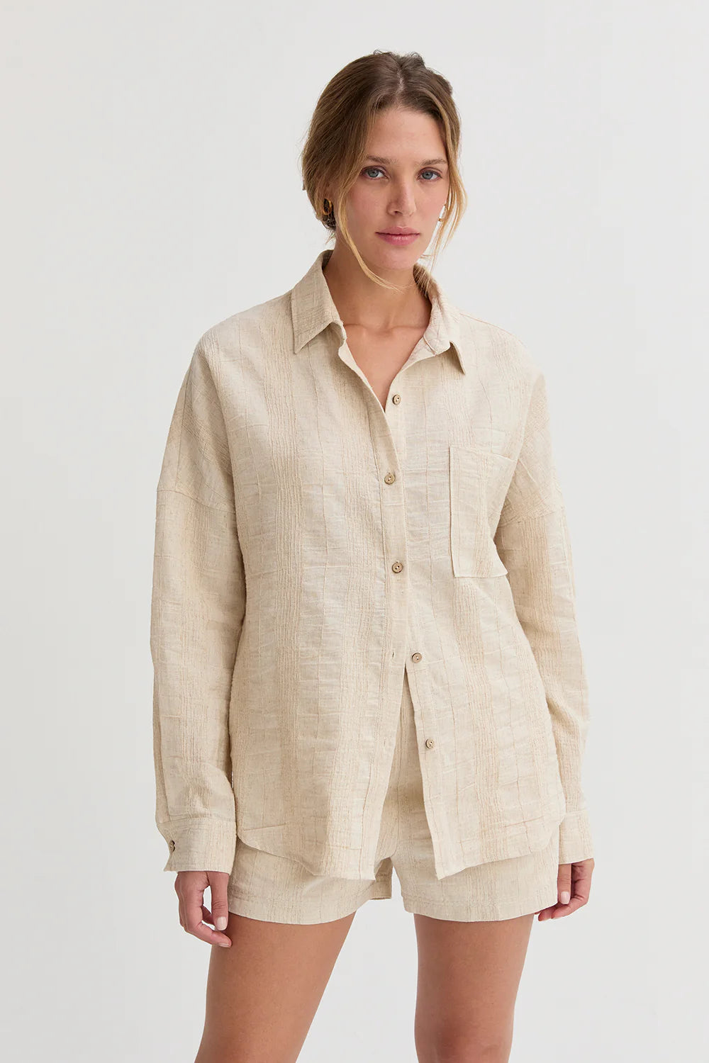 Lara Stripe Textured Linen Shirt