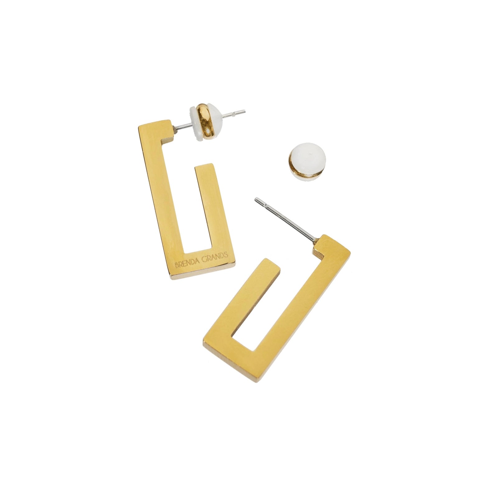 Waterproof Gold Rectanglular Hoops