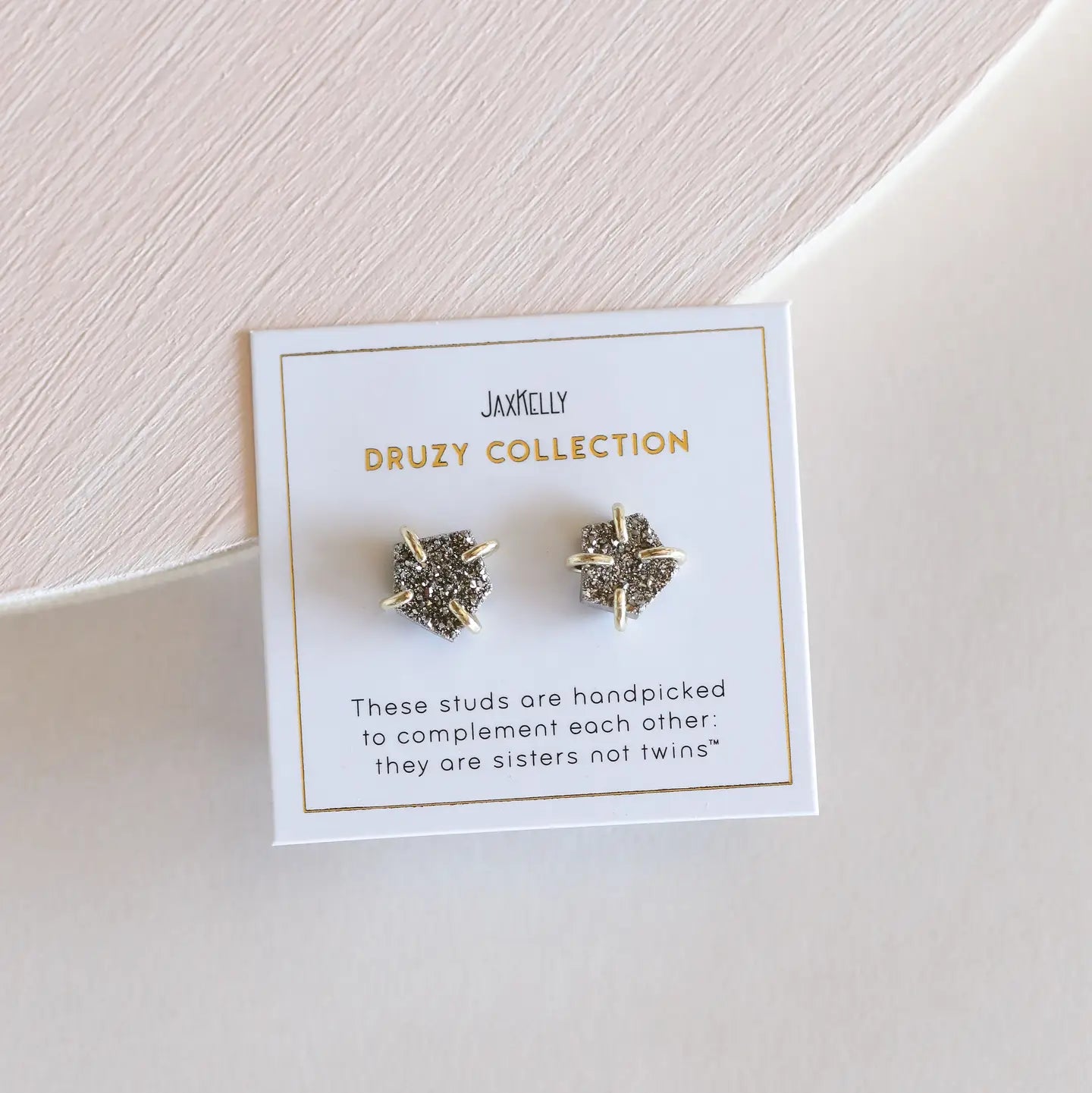 Druzy Prong Gold Earrings