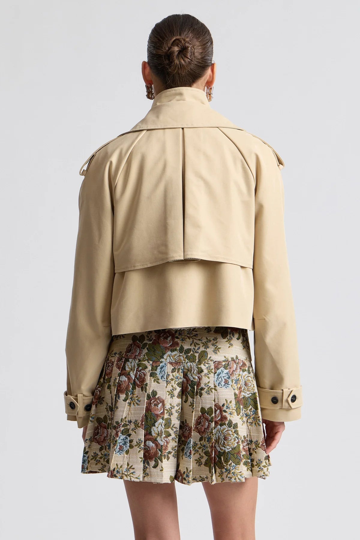 Funnel Neck Cropped Trench Jacket