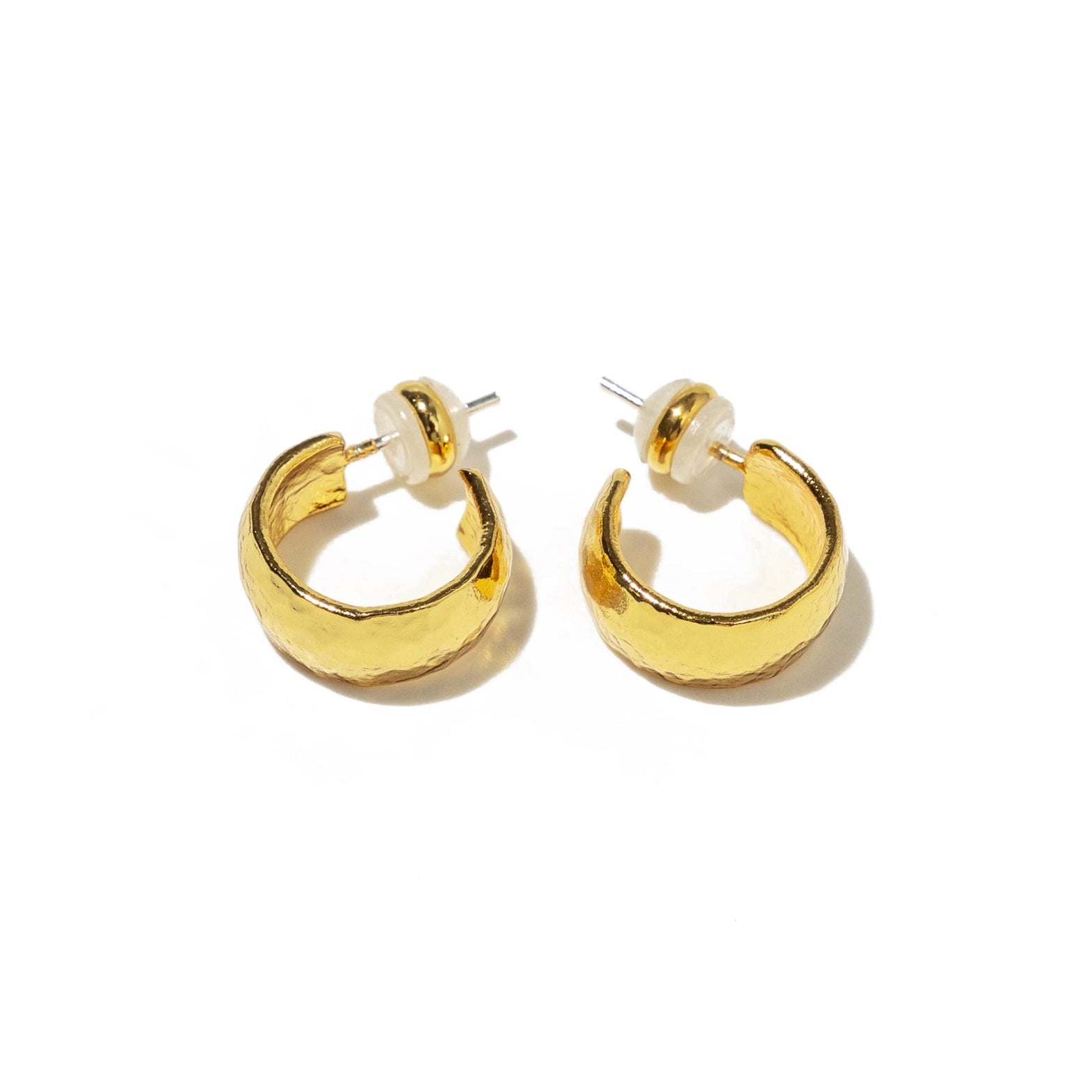 24K Gold Mini Hammered Hoops