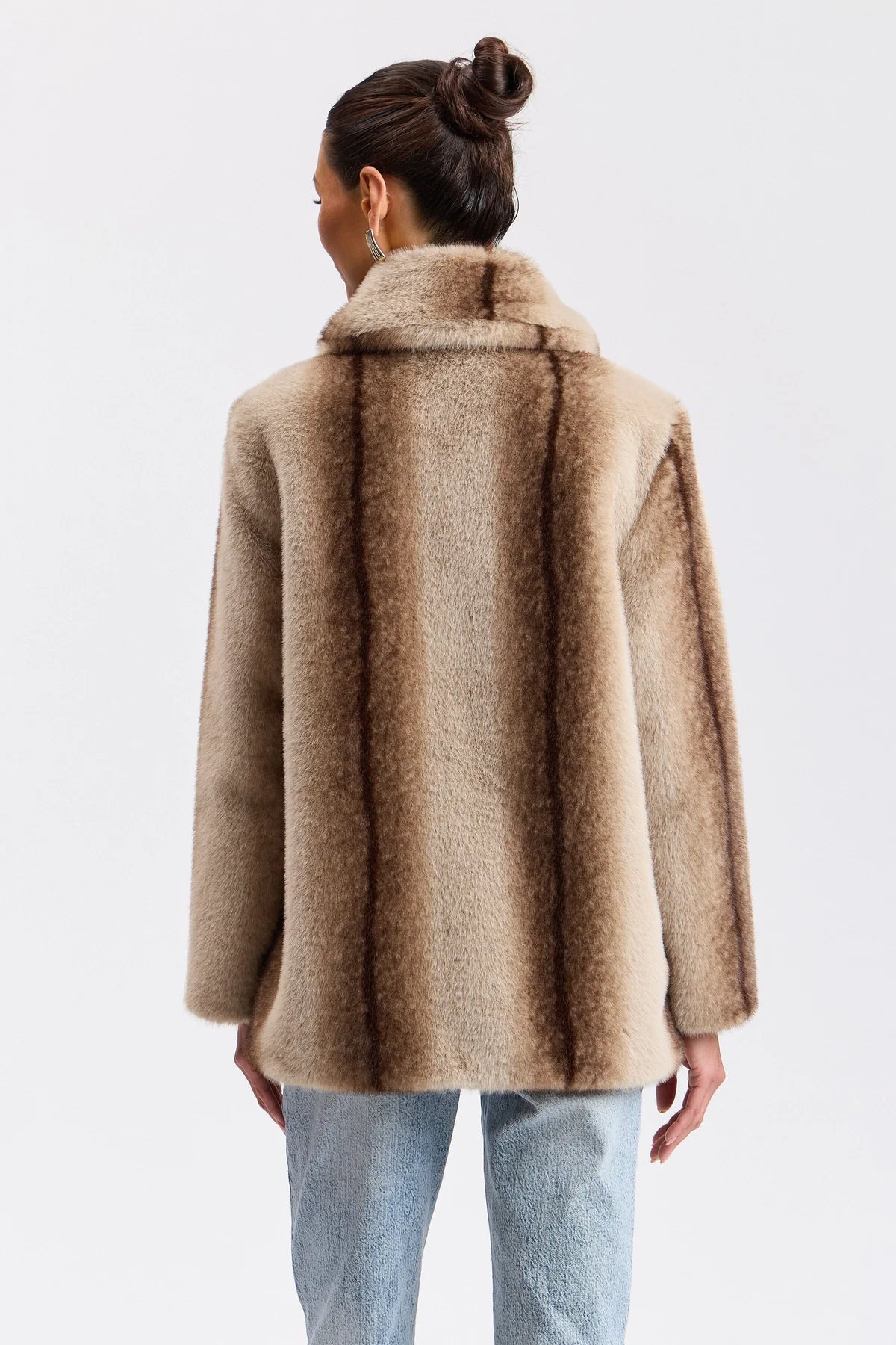 Two-Tone Faux-Fur High-Neck Coat