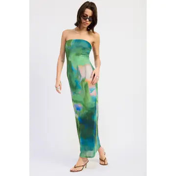 Printed Midi Tube Dress