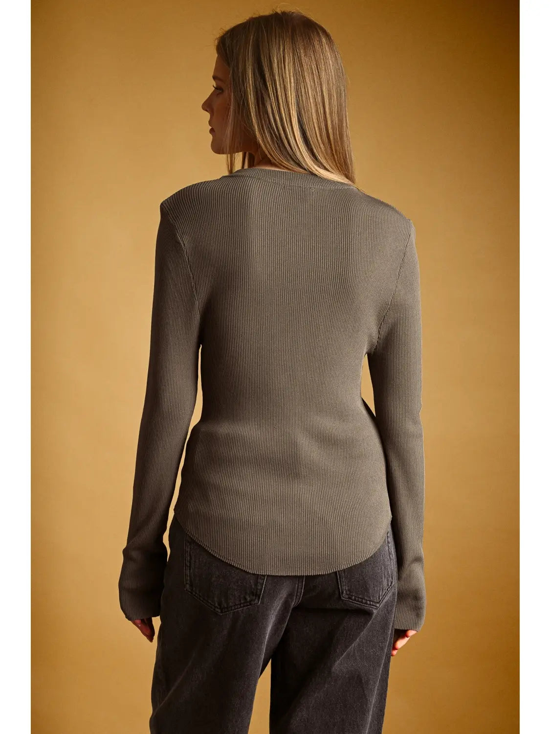 Ribbed Long Sleeve Basic Top