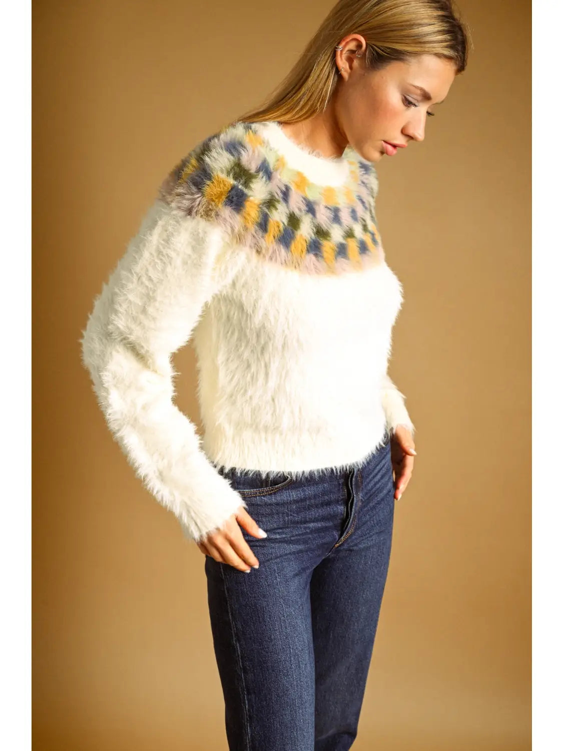 Multi Color Detailed Sweater Top
