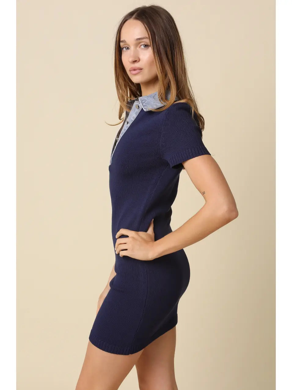 Bianca Collared Contrast Mini Dress