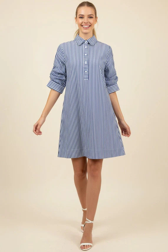Kentucky Stripe Button Down Mini Dress