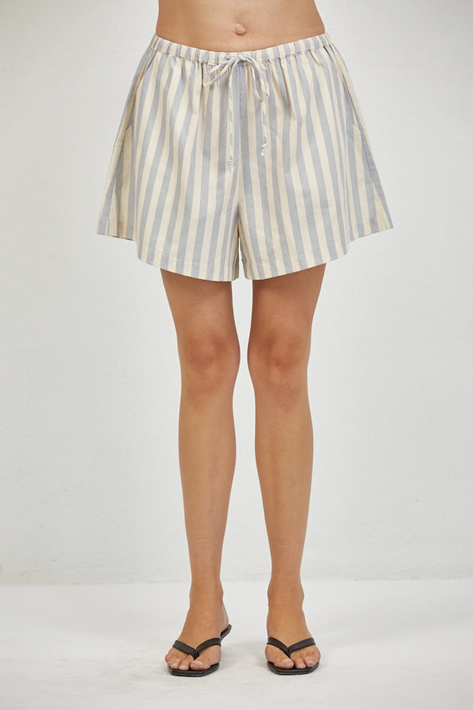 Striped Shorts with Side Pockets and Waist Strap