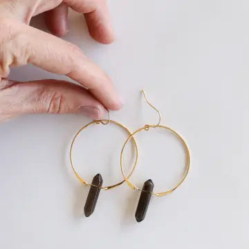 Gold Gemstone Hoops