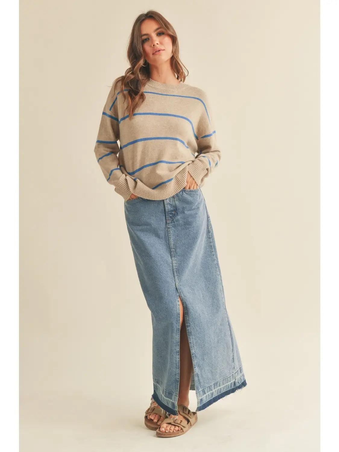 Striped Pattern Sweater Top