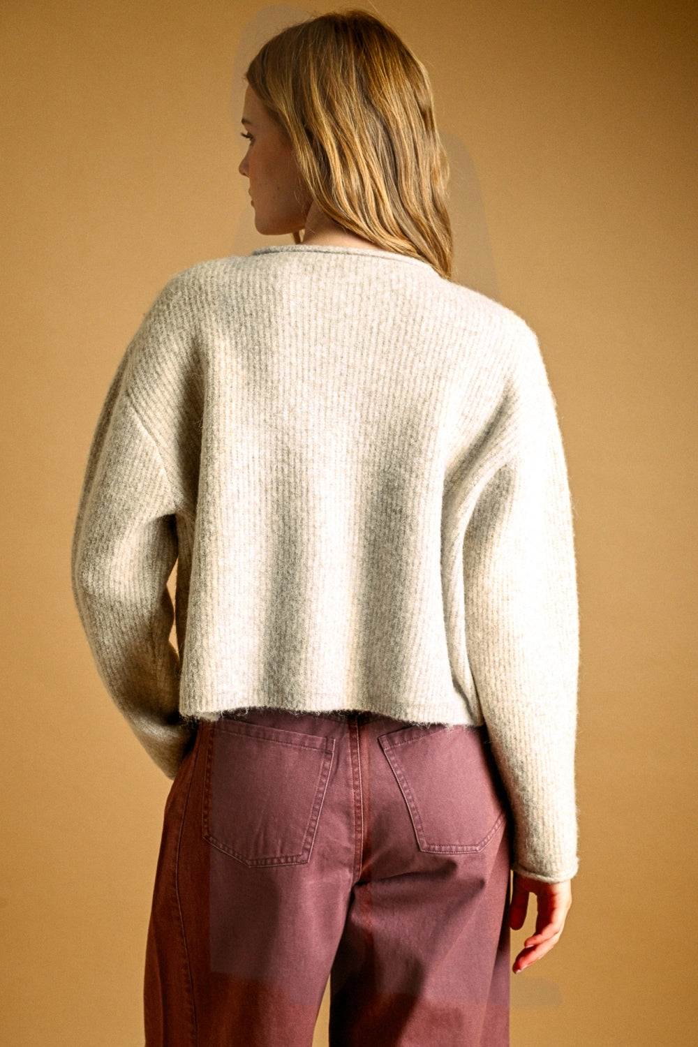 Button Front Ribbed Sweater Cardigan