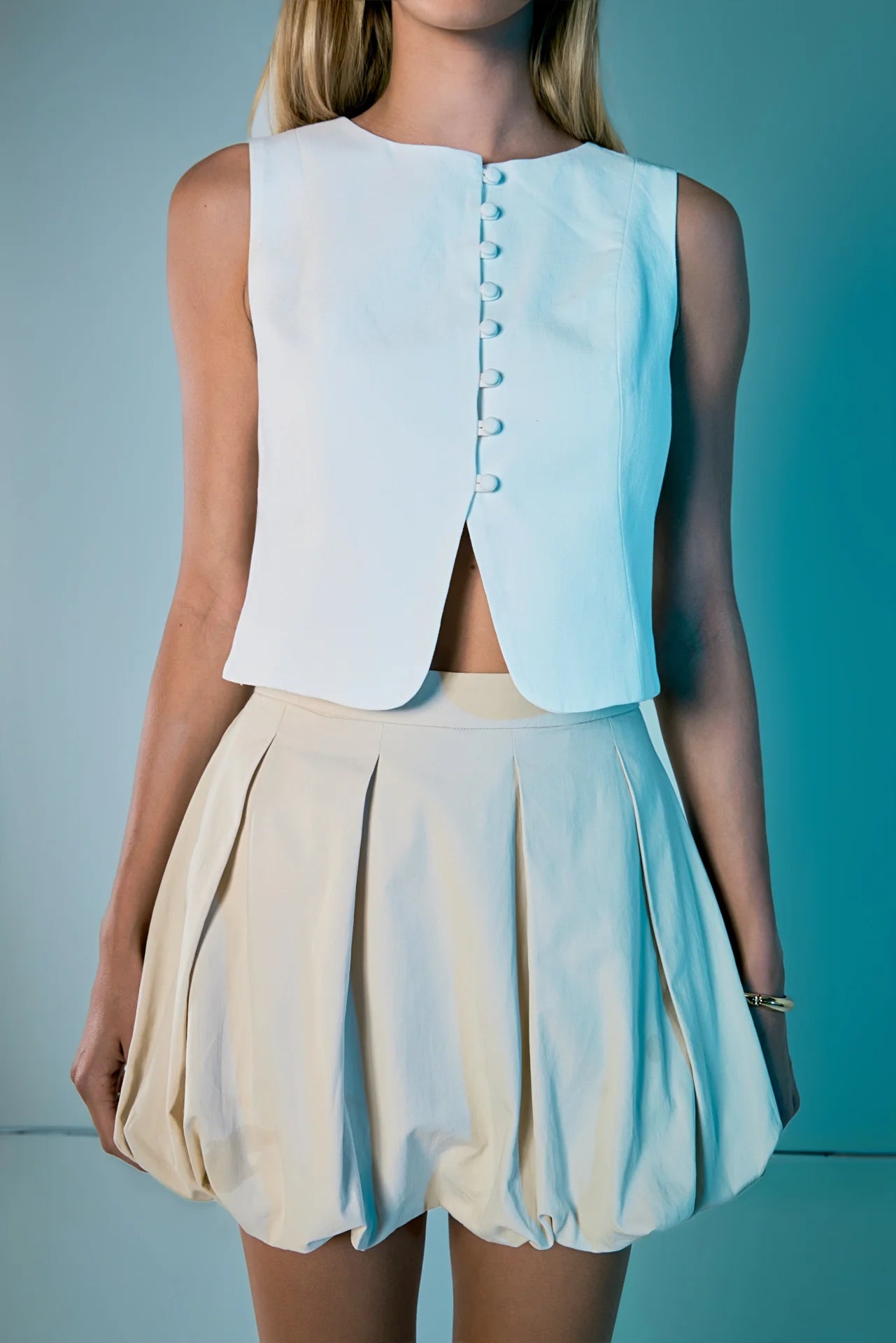 Tara Button Up Cotton Linen Vest