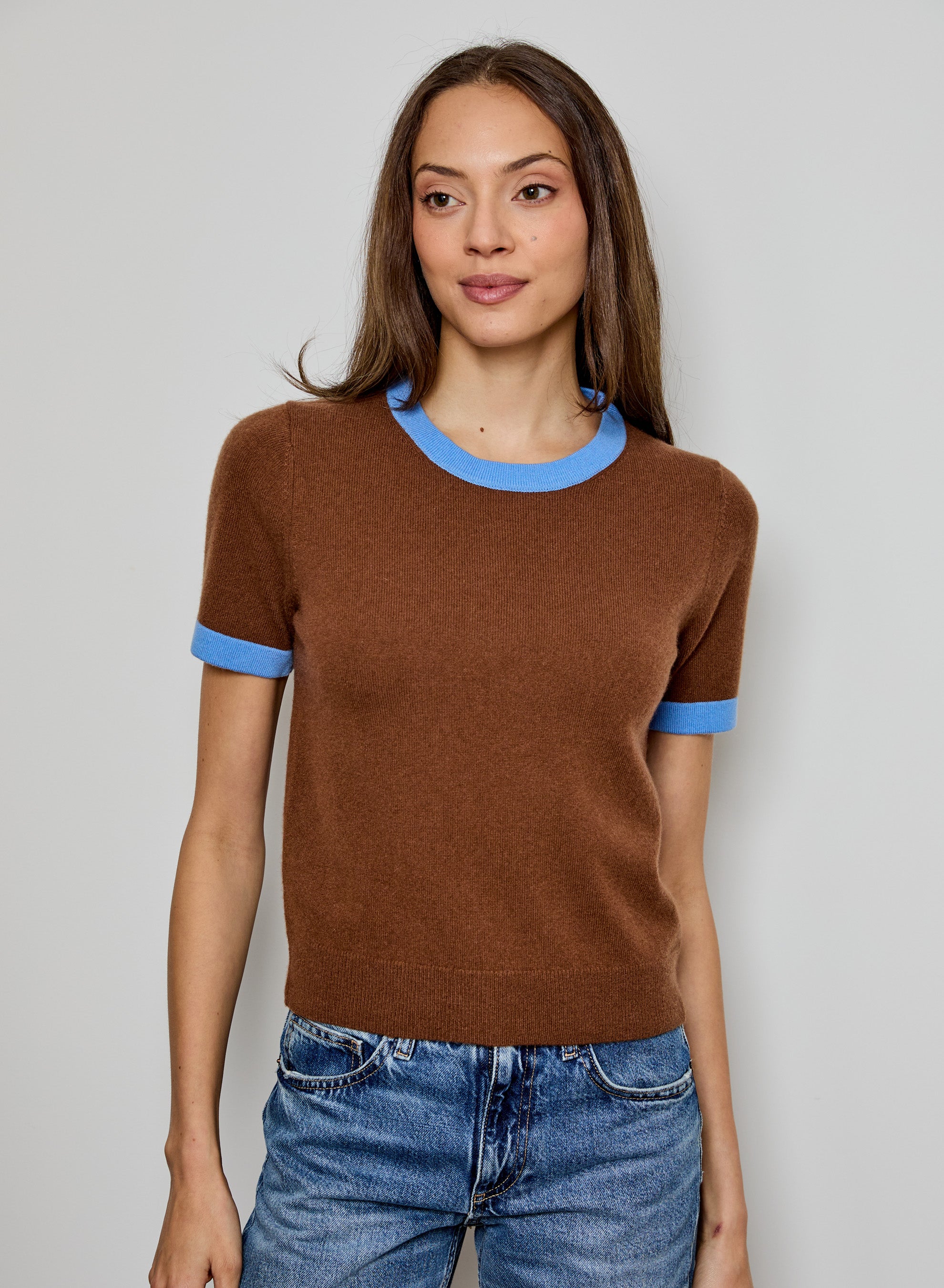 Contrast Cashmere Tee