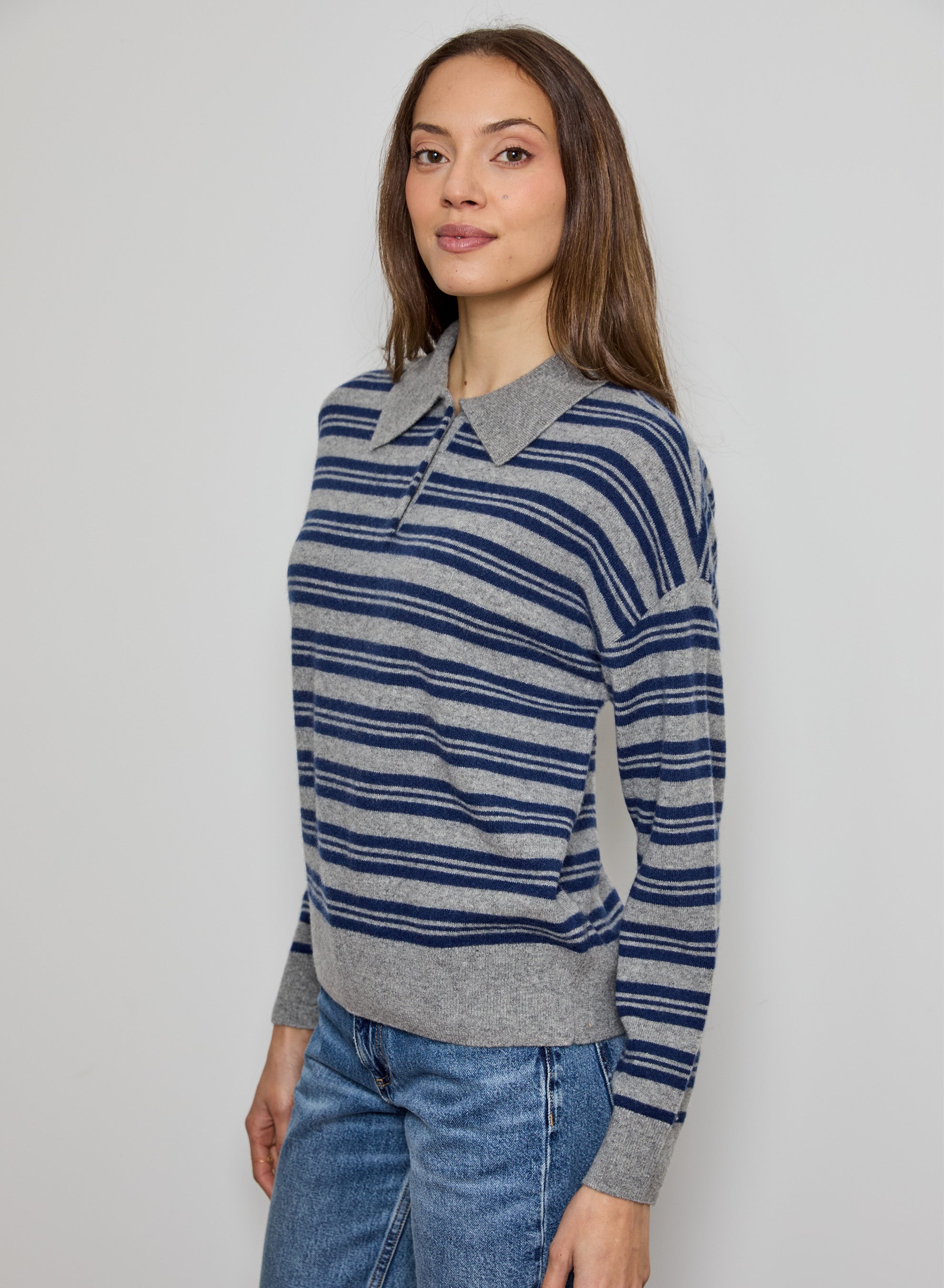 Stripe Cashmere Polo