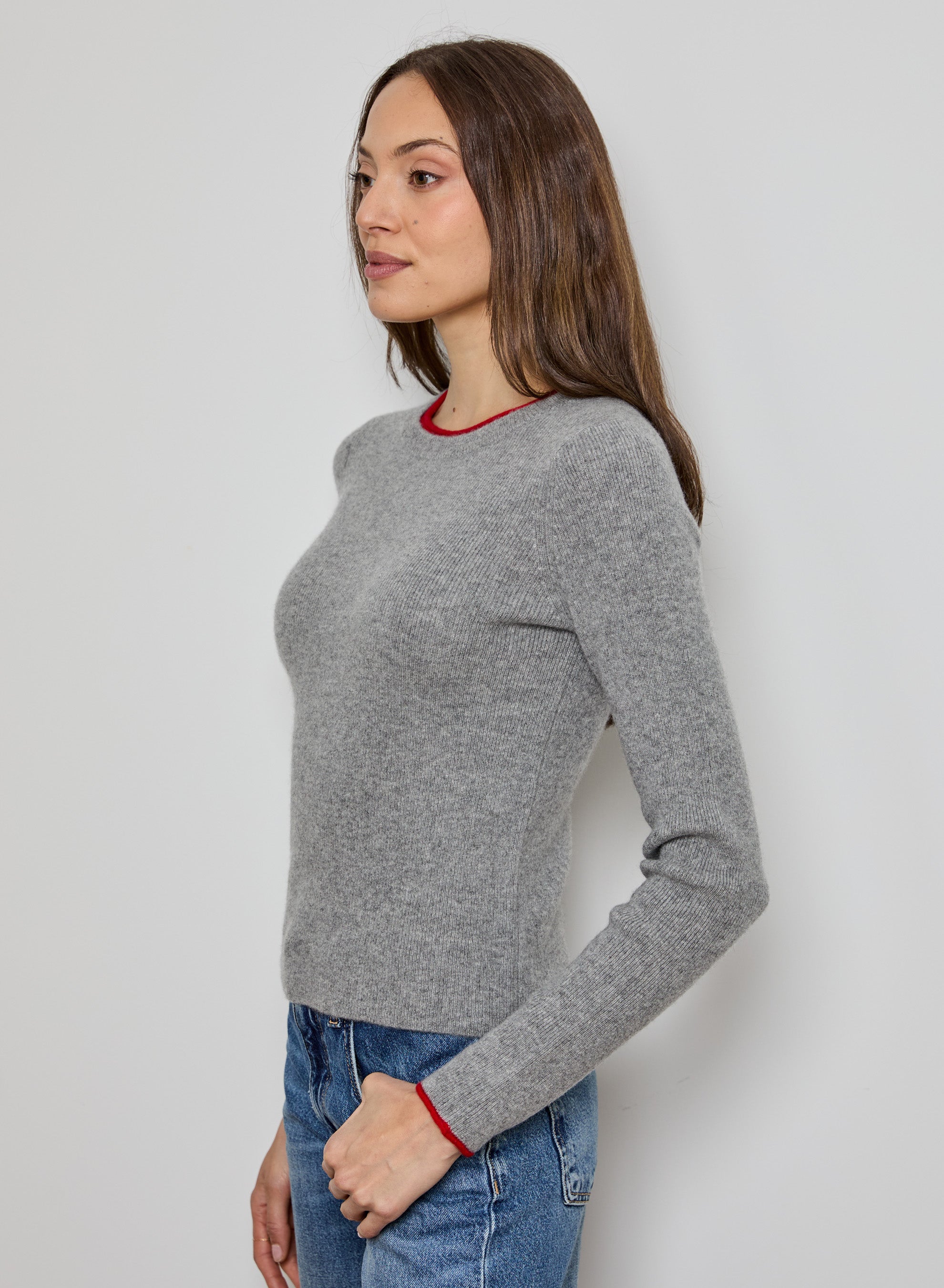 Postbox Trim Cashmere Sweater
