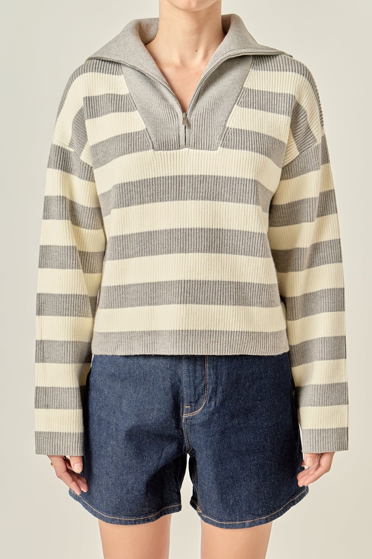 Striped Half Zip Sweater