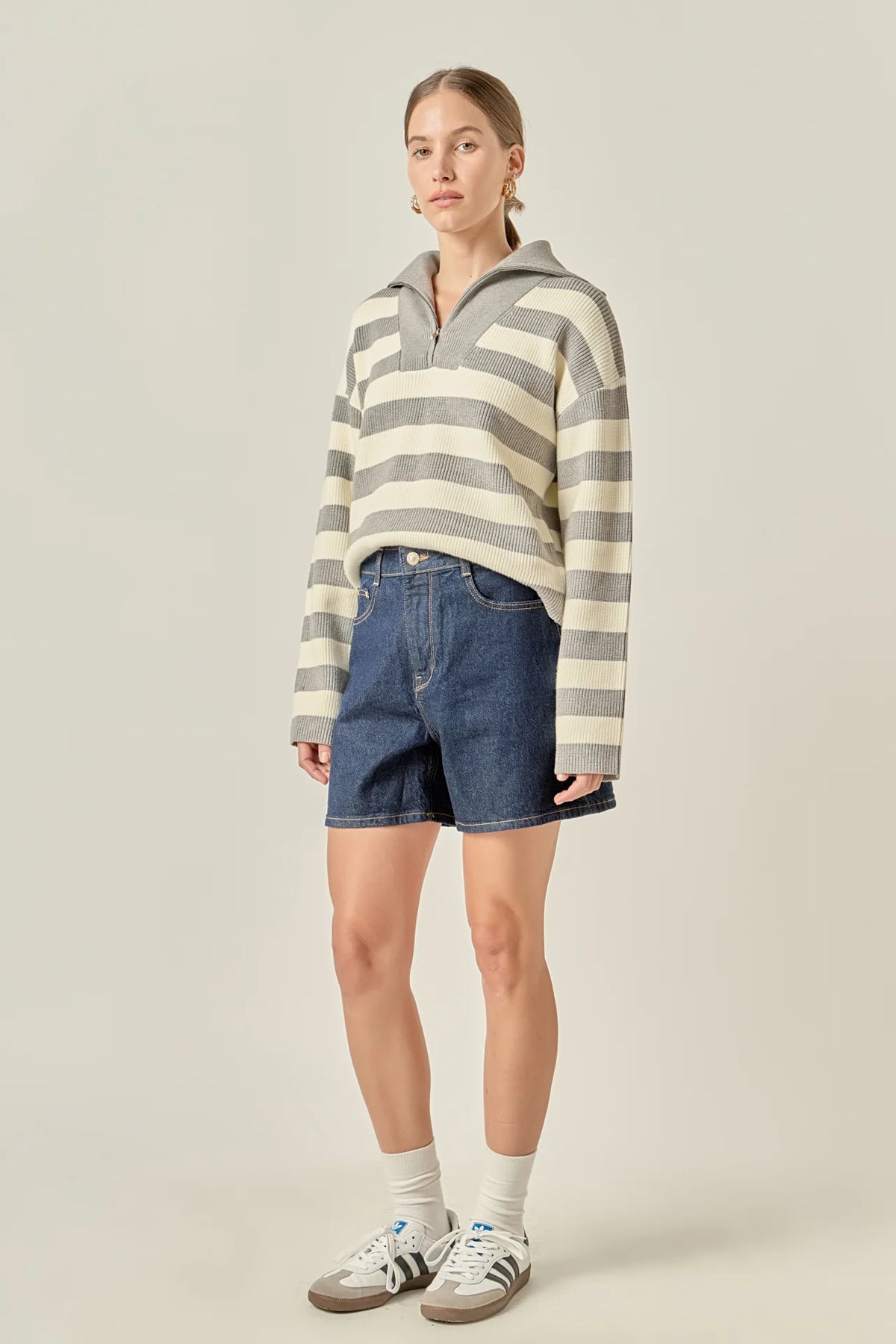 Striped Half Zip Sweater