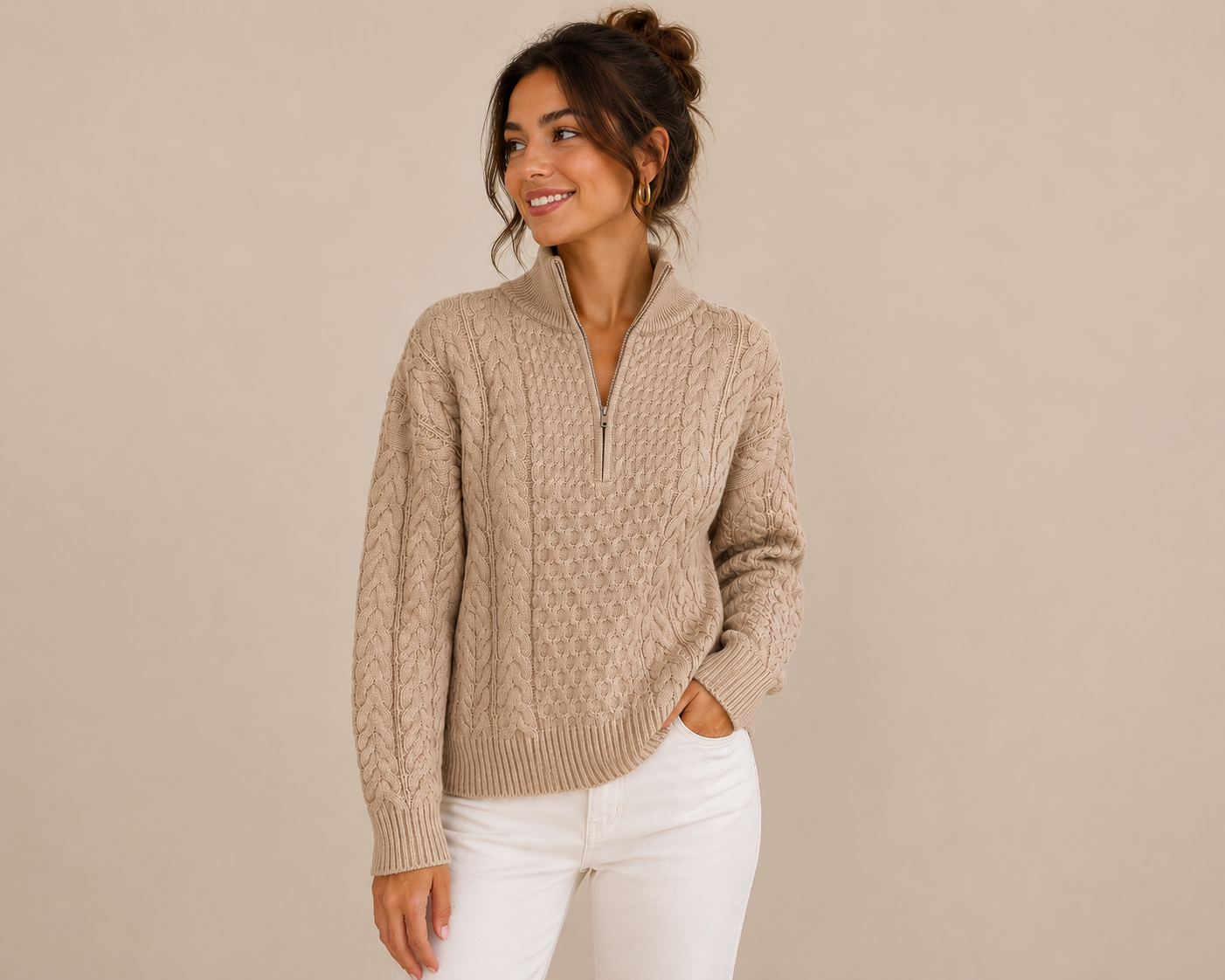 Flag 1/2 Zip Cable Sweater