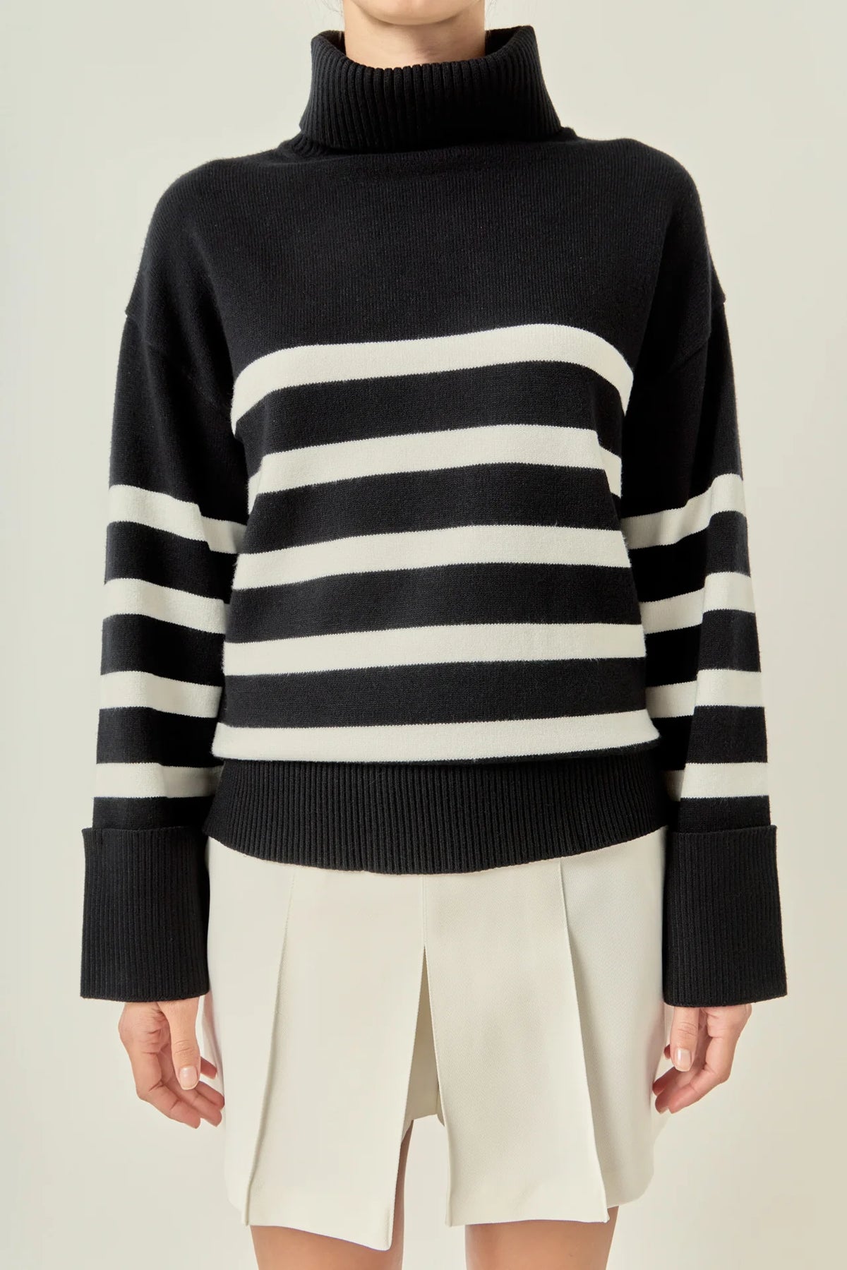 Turtle Neck Stripe Sweater
