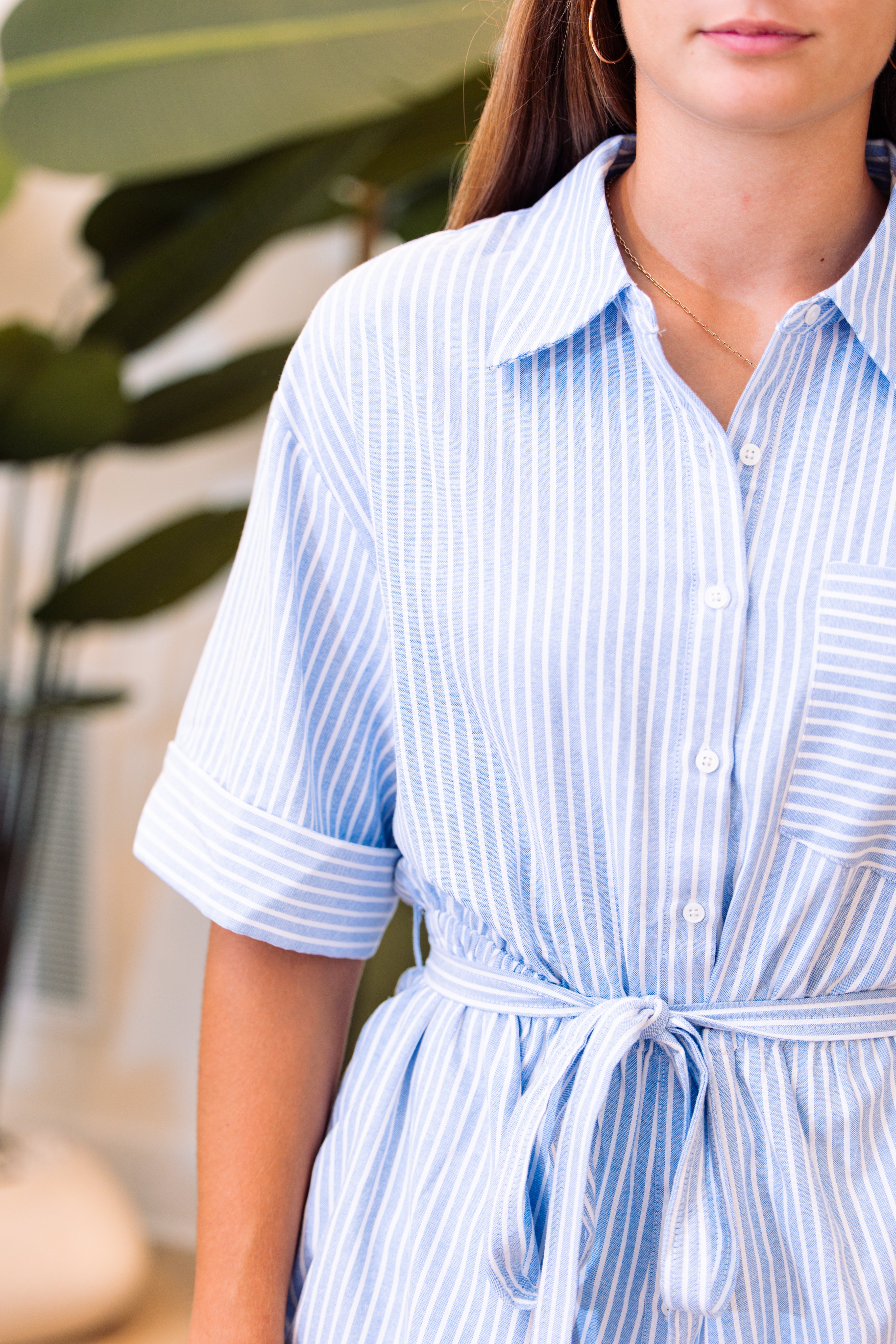 The Elise Oxford Stripe Romper