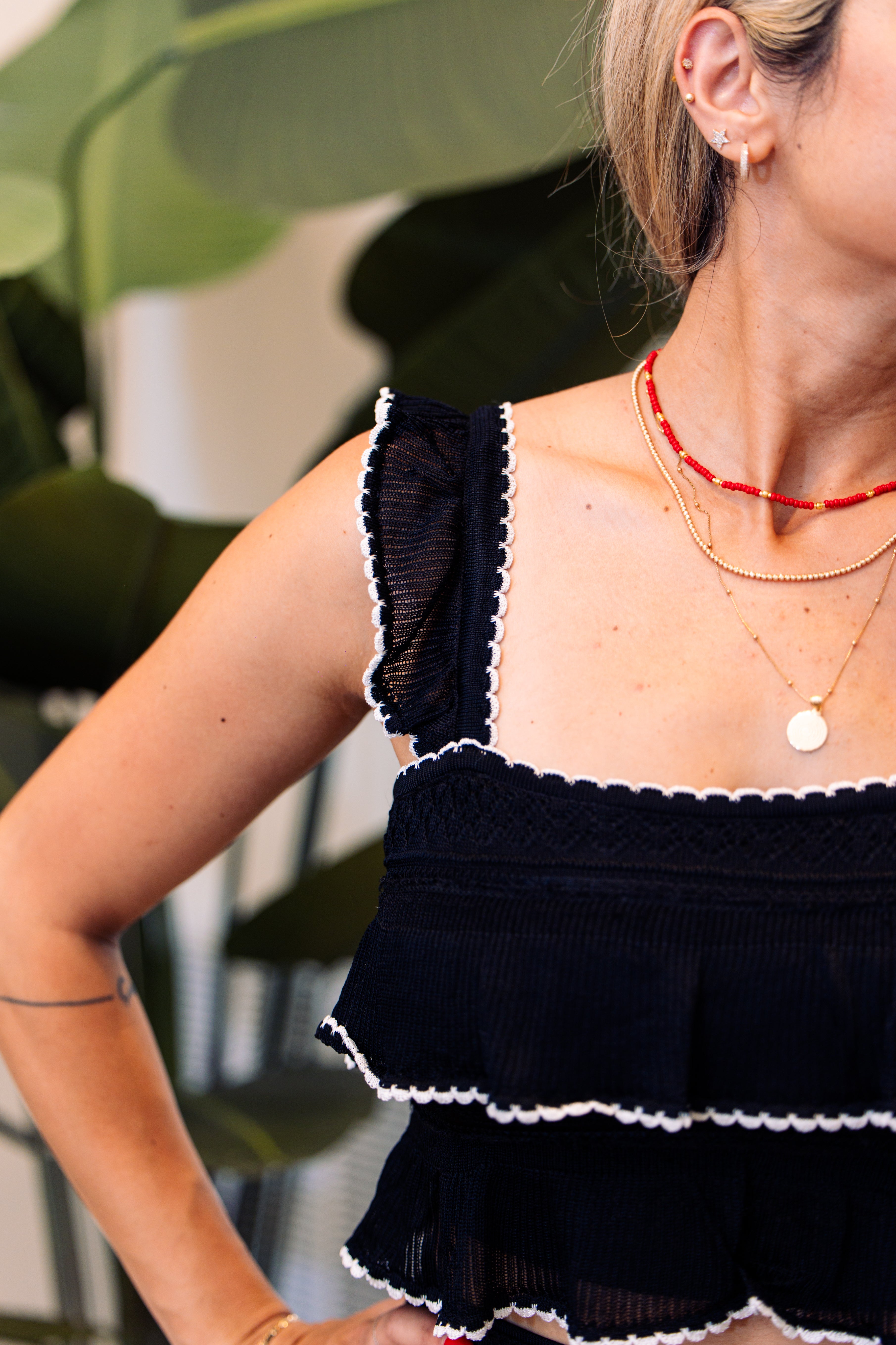 Tiered Ruffle Knit Top