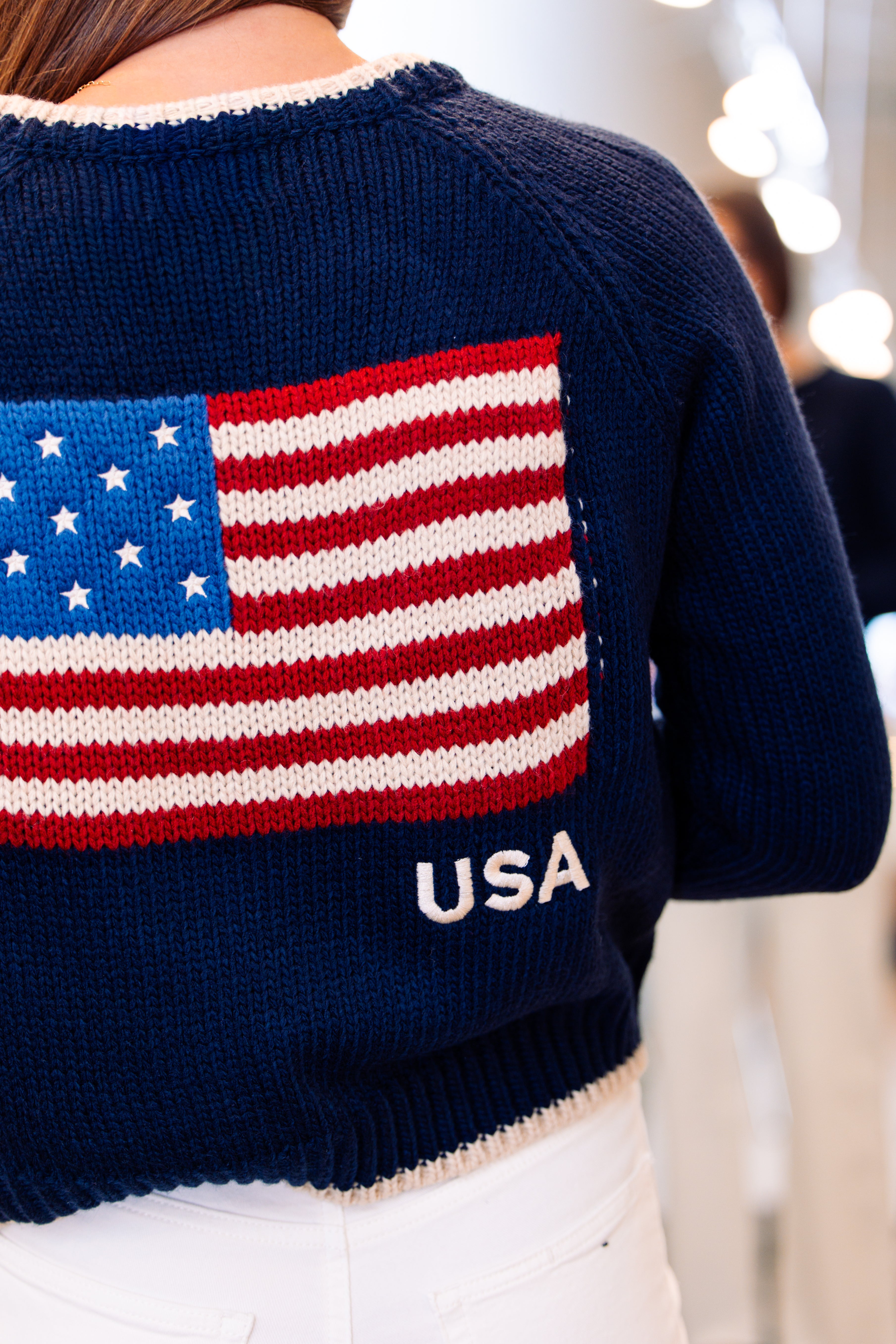 Flag Crop Varsity Cardigan