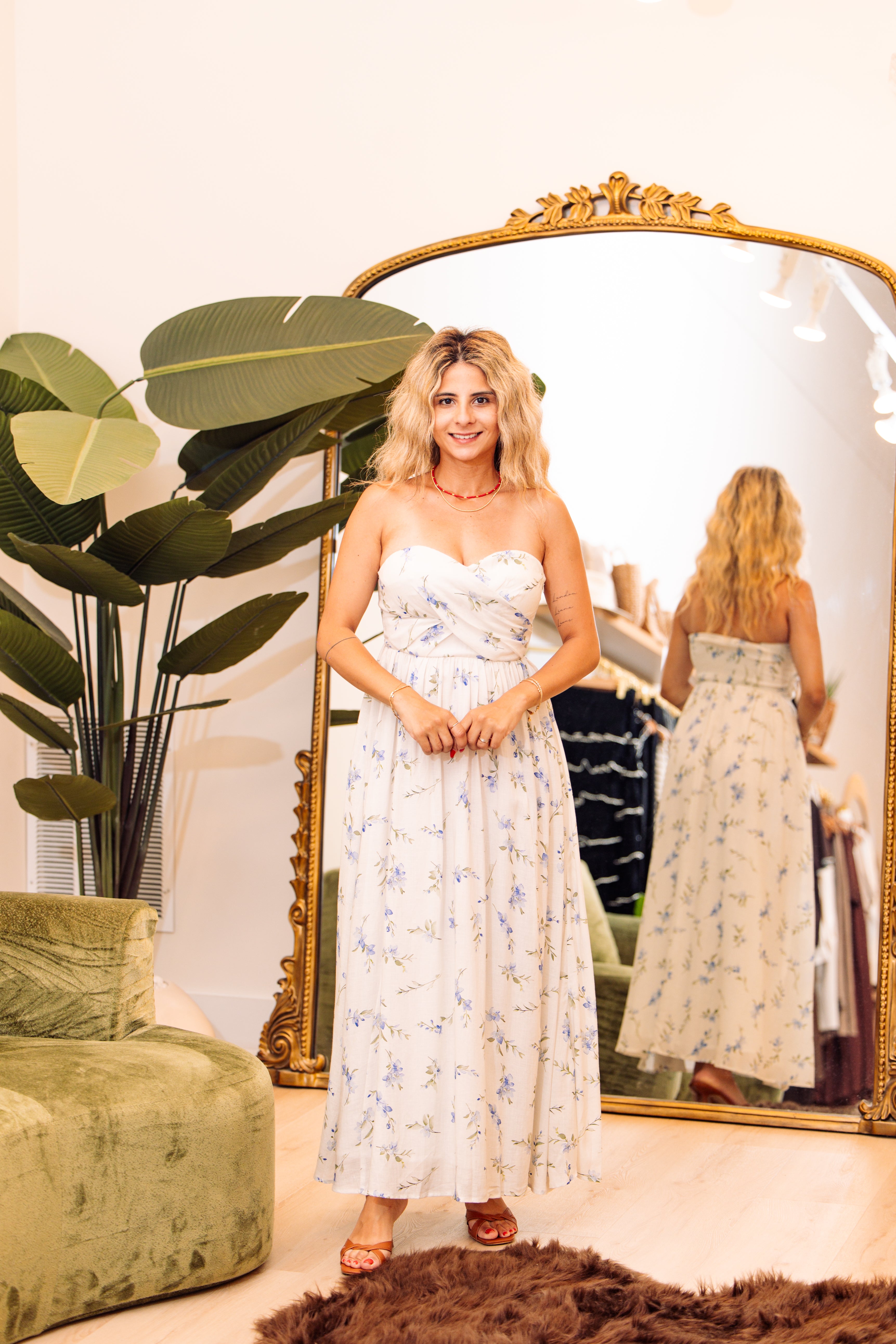 Ryan Floral Printed Sweetheart Tube Maxi Dress