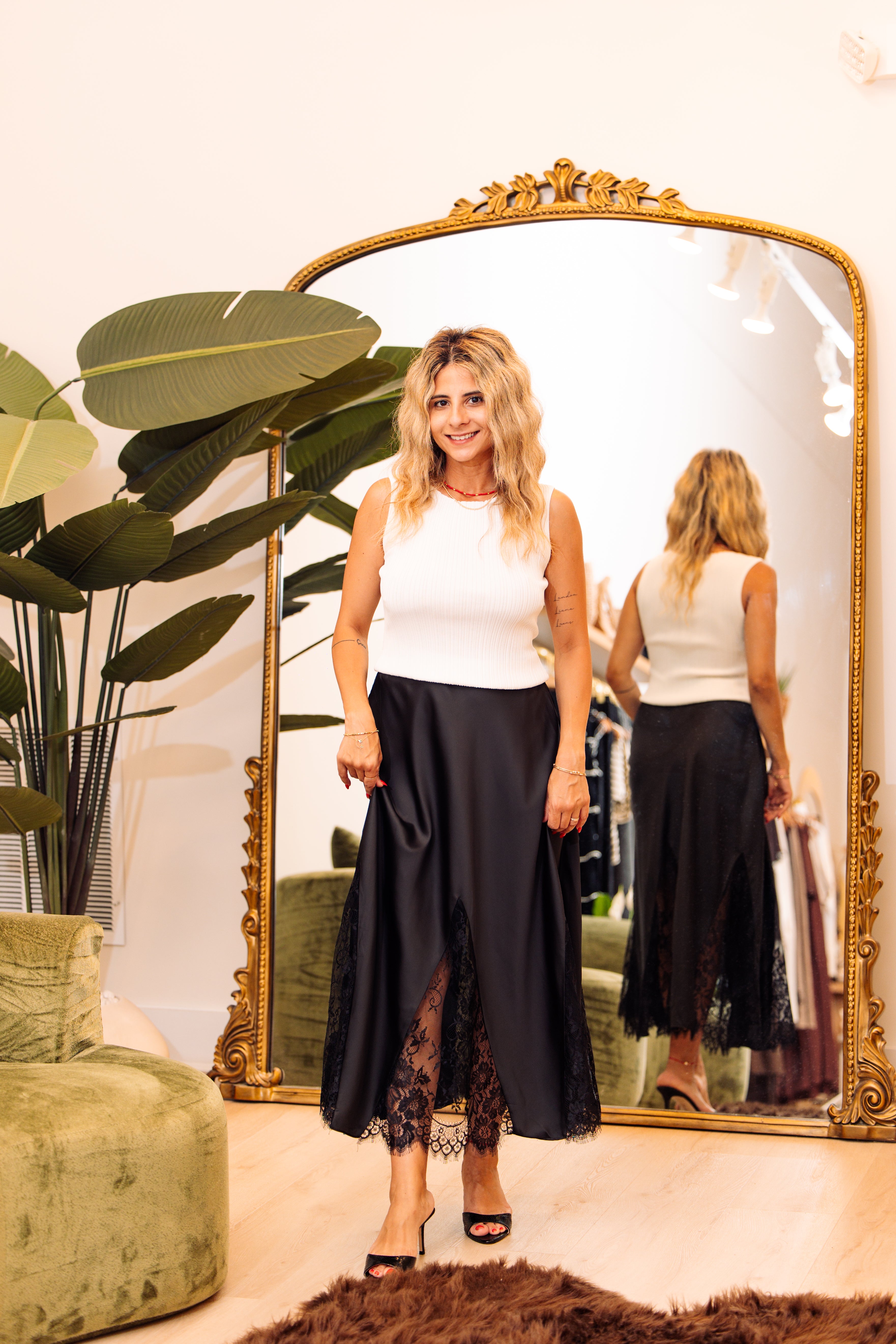 Satin Lace Skirt
