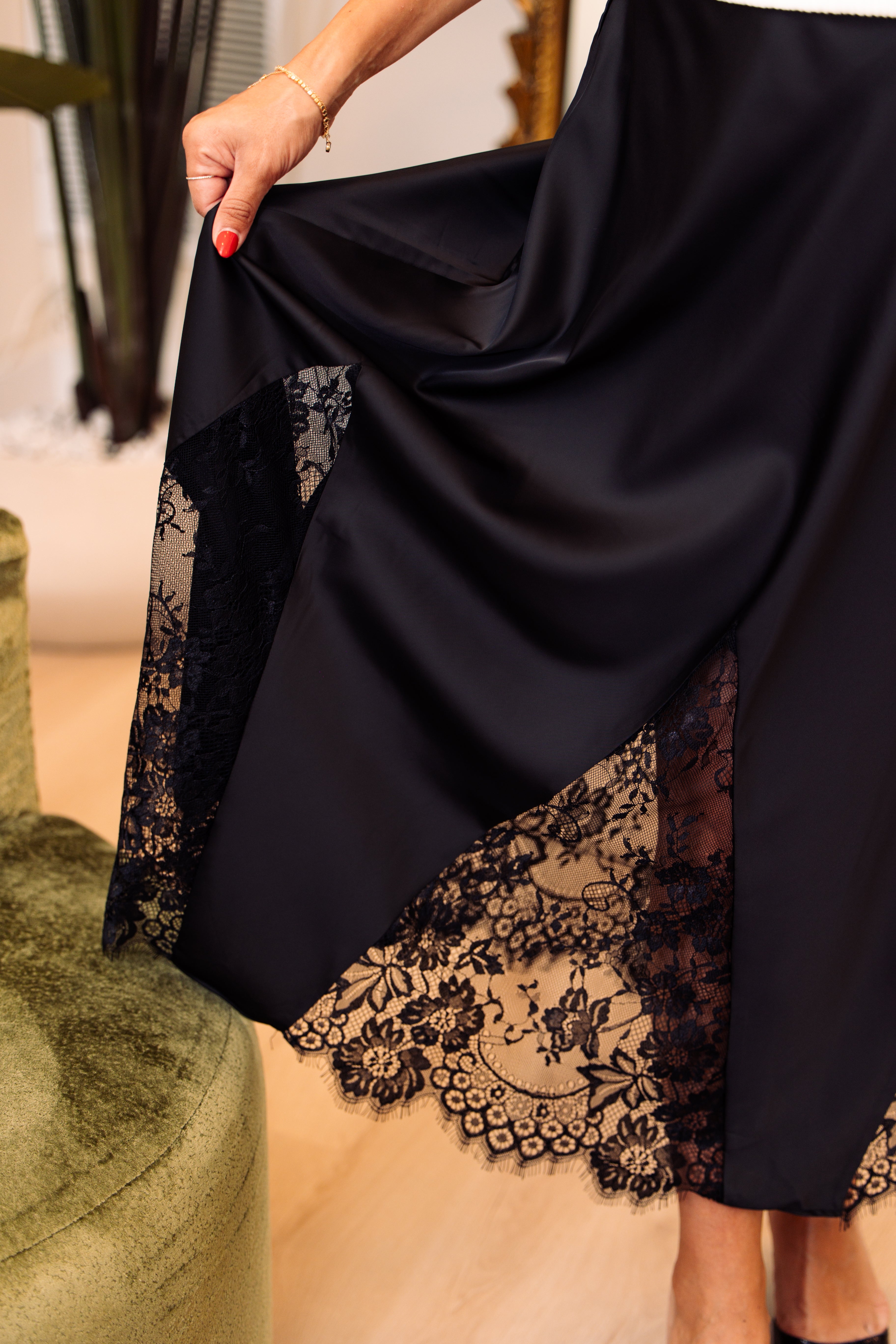 Satin Lace Skirt