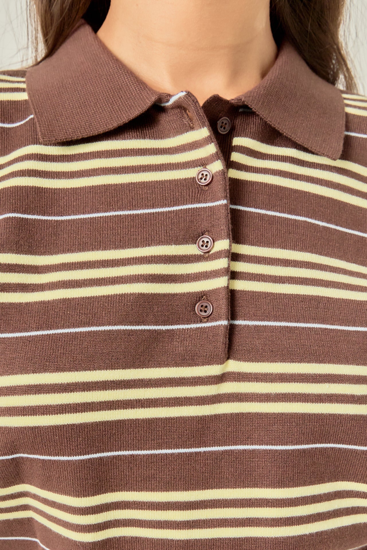 Striped Polo Knit Top